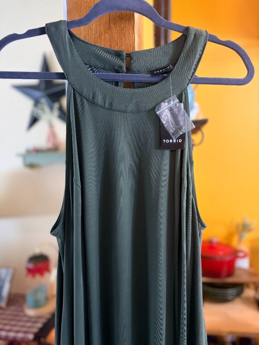 Torrid Olive Green Swing Studio Knit Halter Dress